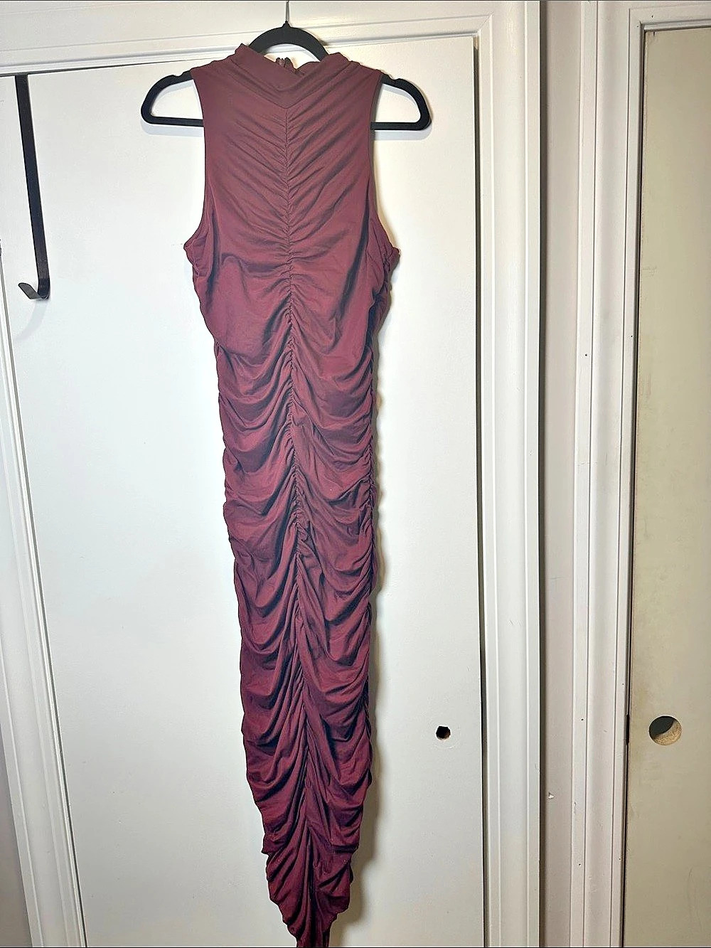 Susana Monaco Ruched Maxi Dress in Burgundy Size XL NWT (55)